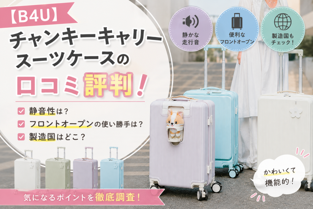 【B4U】チャンキーキャリー スーツケースの口コミ評判！静音性やフロントオープン・製造国も徹底調査